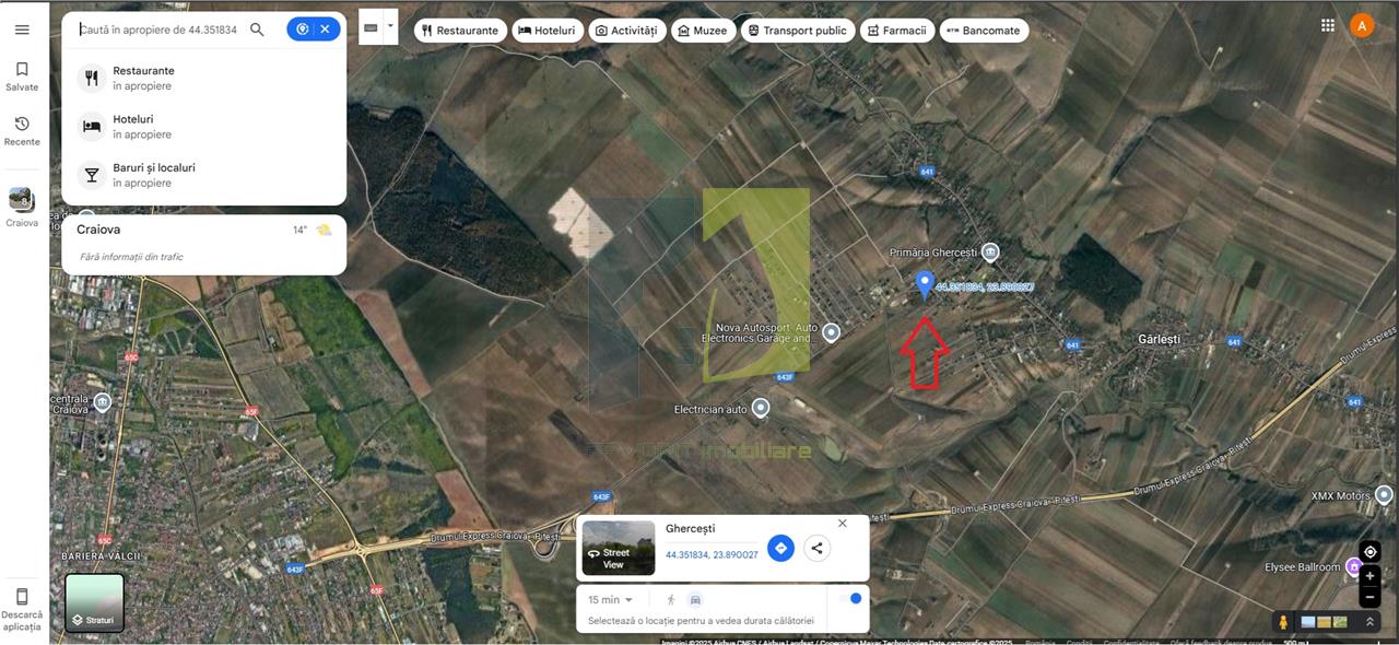 Teren de vanzare la intrare in Ghercesti